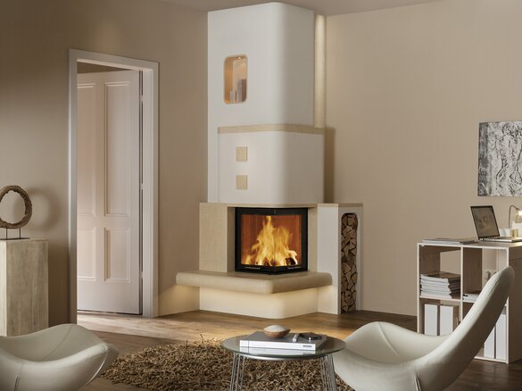 Tiled fireplace with fire shelf soft and niche soft | © Sommerhuber GmbH