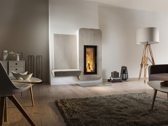 Image tiled stove with iForm® in granit 2 light weathered | © Sommerhuber GmbH