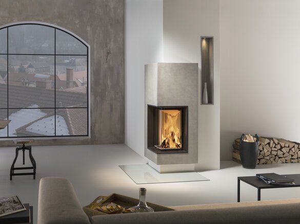 Image tiled fireplace with fire tile Maximus and niche | © Sommerhuber GmbH