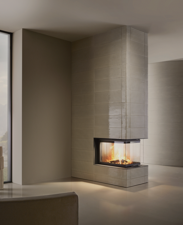Image tiled fireplace with tile Silhouette mondstein medium glossy | © Sommerhuber GmbH