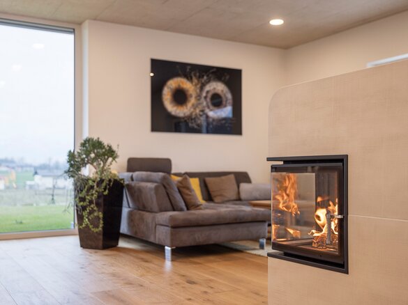 Tiled stove with iForm® in torf light cotone | © Hoxter GmbH