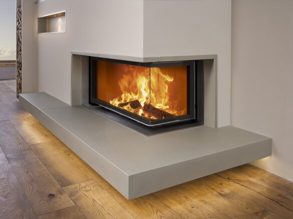 Detailed photo tiled fireplace with fire shelf and niche | © Sommerhuber GmbH