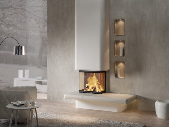 Image tiled fireplace with fire shelf soft and niche soft | © Sommerhuber GmbH