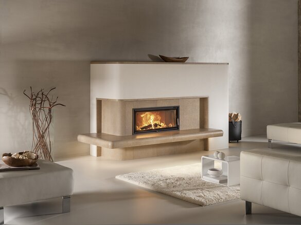 Image tiled stove with fire shelf soft structure terra | © Sommerhuber GmbH