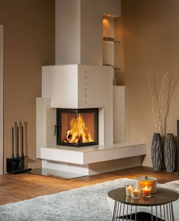 Image tiled fireplace with structure tile rauchquarz light | © Sommerhuber GmbH