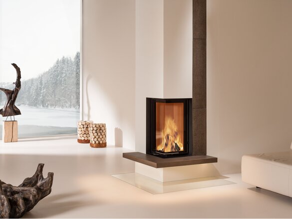 Image tiled fireplace with fire shelf edged torf dark structure cotone | © Sommerhuber GmbH