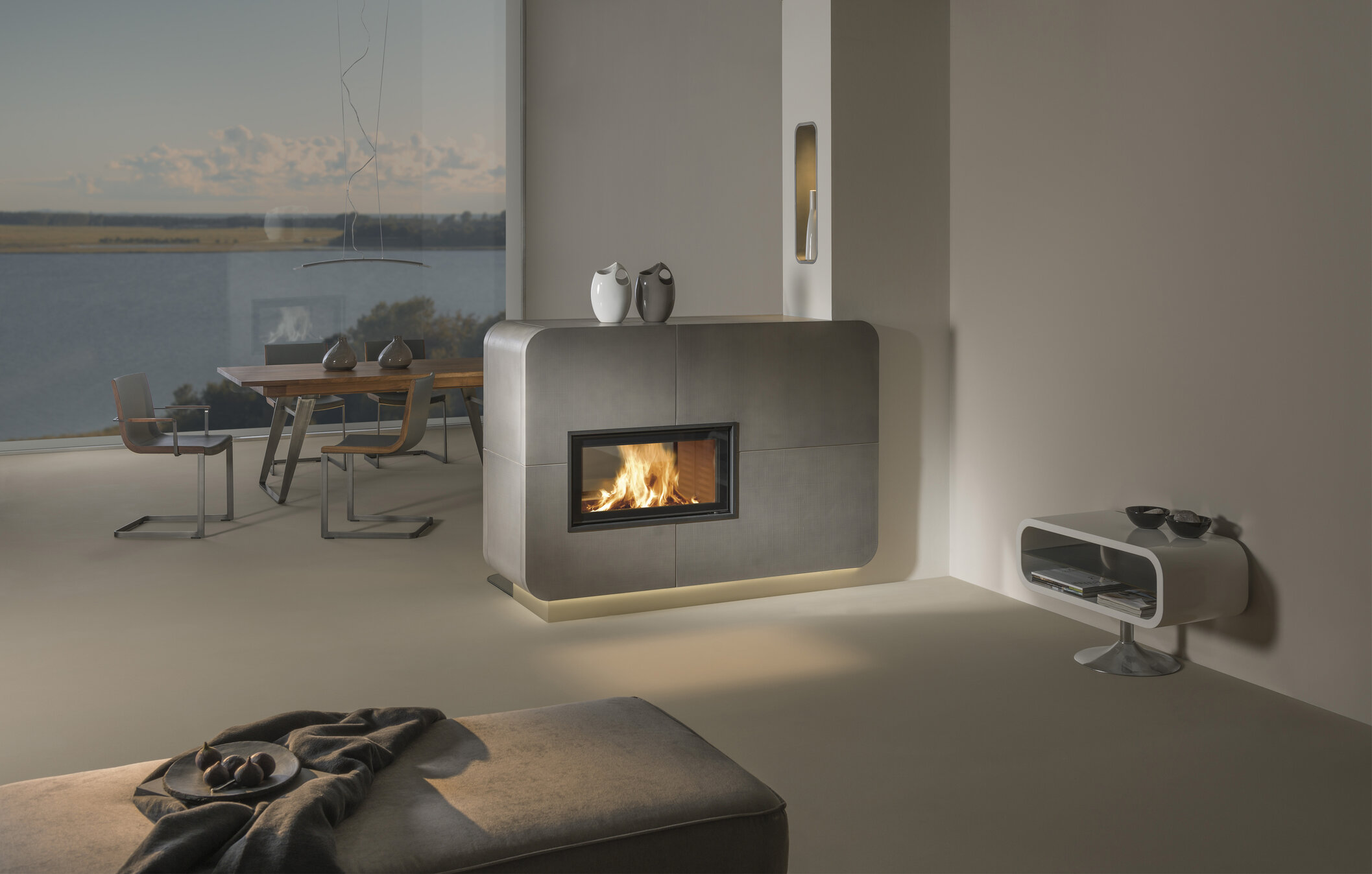 Bild Kachelkamin iForm® mit Nische soft Struktur Cotone | © Sommerhuber GmbH