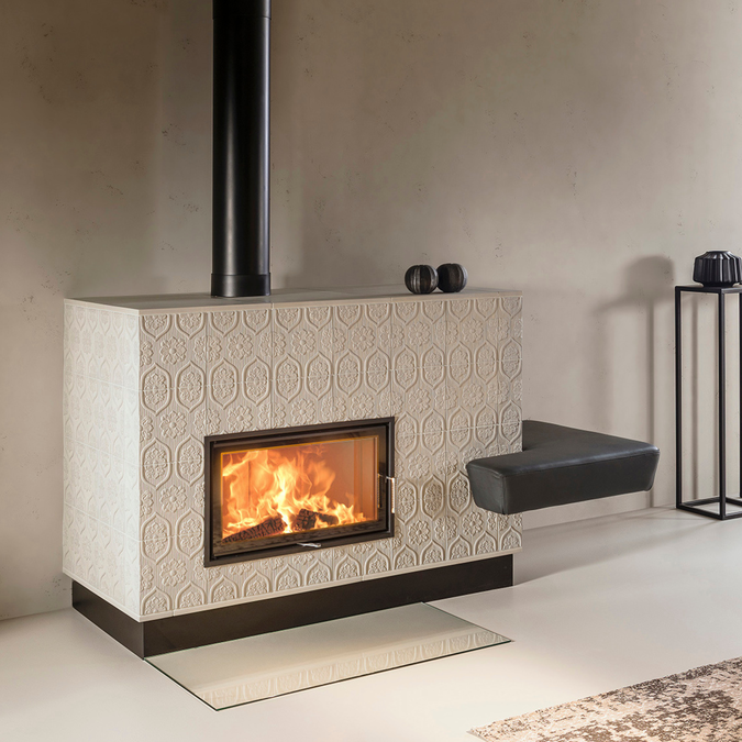 Kachelofen mit Kachel Tapetenmuster granit 2 licht | © Sommerhuber GmbH