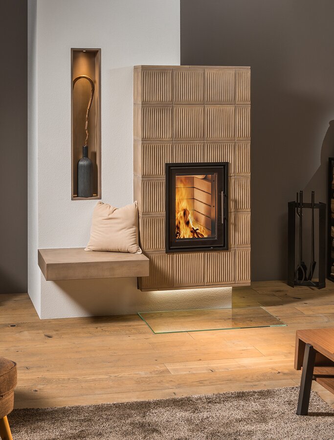 Image tiled stove with tile Pfeifenmuster weathered torf medium | © Sommerhuber GmbH