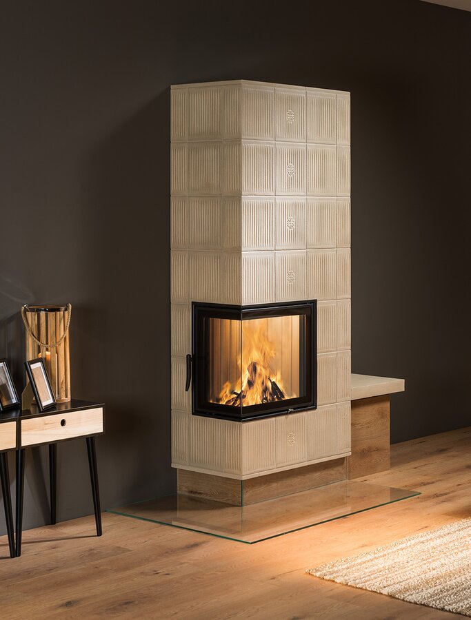 Image tiled fireplace with tile Pfeifenmuster torf light weathered | © Sommerhuber GmbH