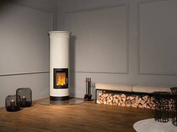 Image Full Storage Tiled Stove with band tile Arabesco in granit 2 bright weathered | © Sommerhuber GmbH