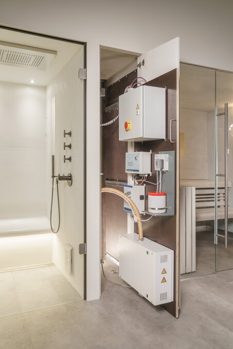 Image technical equipment of the Spa Emotion multifunctional steam shower with heat storing ceramic | © Sommerhuber GmbH