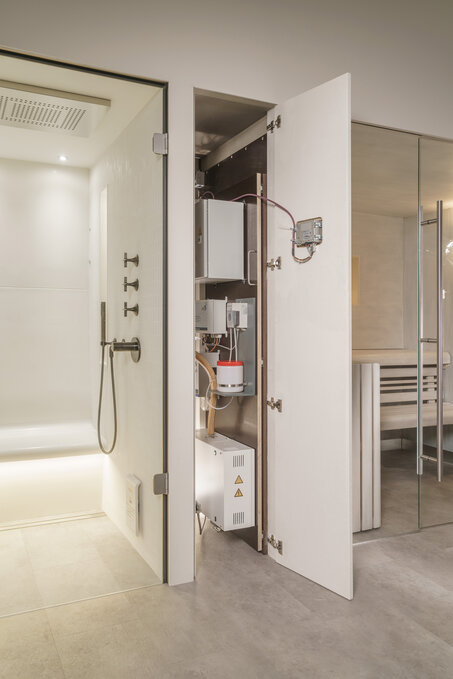 Image technical equipment of the Spa Emotion multifunctional steam shower with heat storing ceramic | © Sommerhuber GmbH