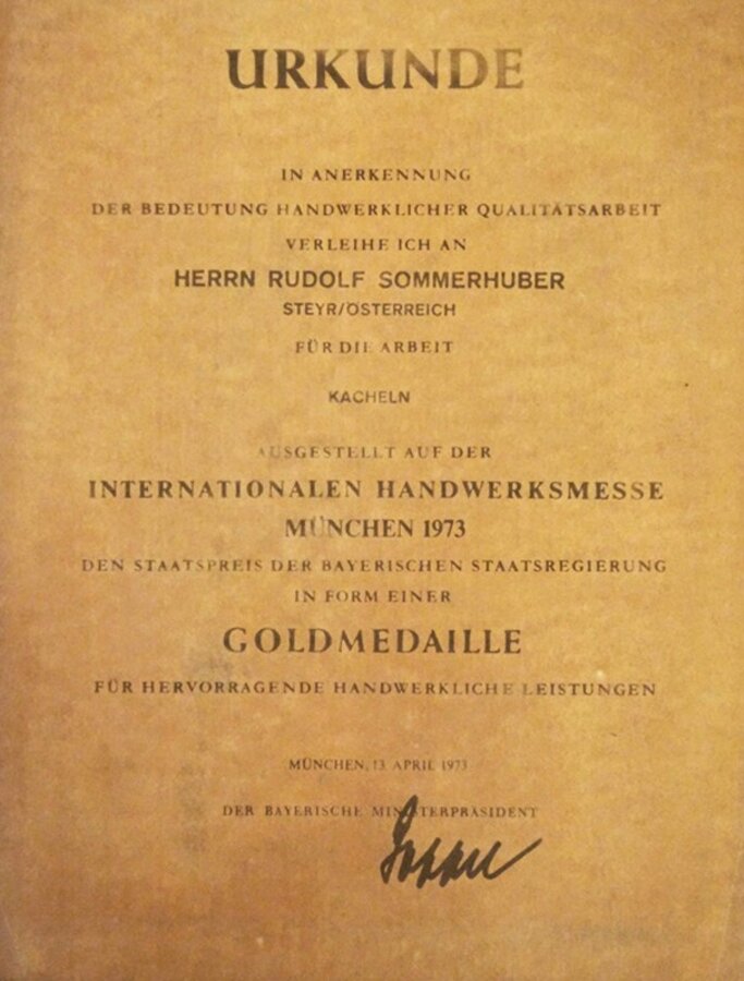Image Bavarian State Prize Gold Medal 1973 | © Sommerhuber GmbH